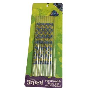 Disney STITCH 9 Piece Reusable Straw Set with Cleaning Brush